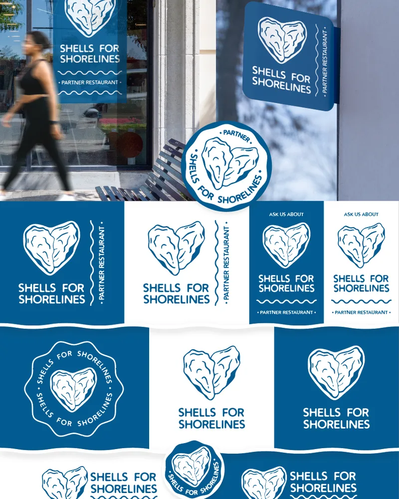 Shells for Shorelines — identity board with partner badges